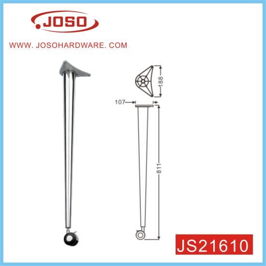 Chrome Plated Metal Table Leg with Caster 